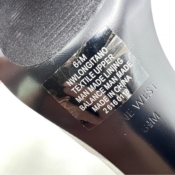 Nine West Size 6.5 Black Silver Sparkly Square Toe Dress Sandals Heels Shoes - Picture 11 of 11